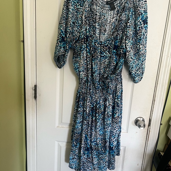Ashley Stewart Dresses & Skirts - Ashley Stewart Blue and Black Patterned Long Sleeve Dress